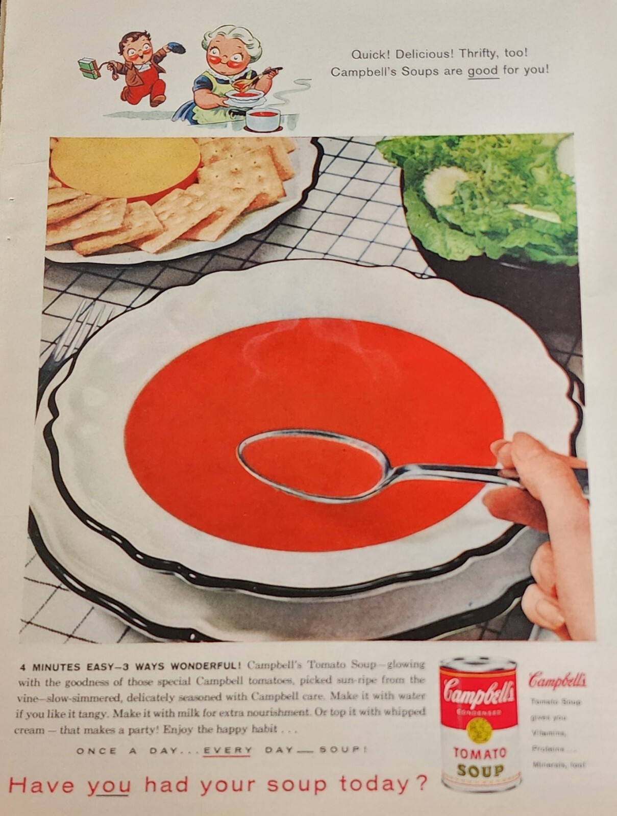 Campbells Soup Magazine Ad Picture Vintage Tomato Soup Kitchen Wall Art