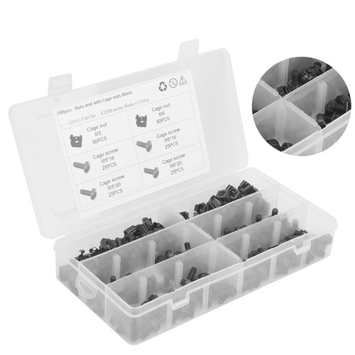 ✈200pcs Cage Nuts And Screw Kit M5 M6 Automobile Accessory Carbon Steel Black - Picture 12 of 12
