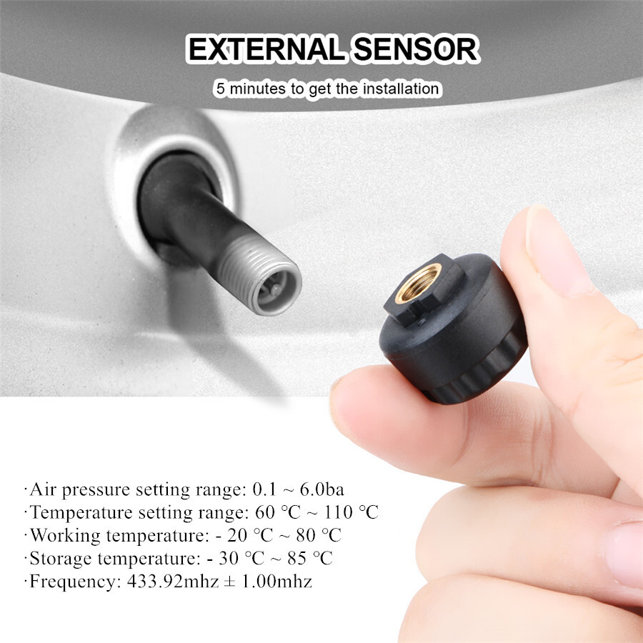 USB TPMS External Sensor Car Tire Pressure Monitoring Alarm System For ...
