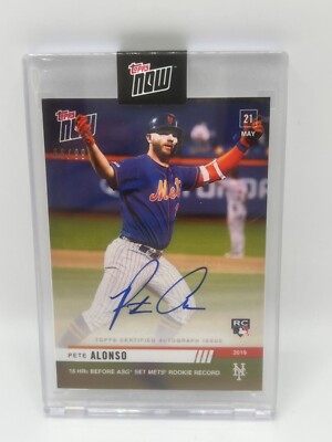 Alonso Rookie Blue 2019 Topps Now #257A Pete Alonso Rookie AUTO 66/99 (Rookie Record) METS ...