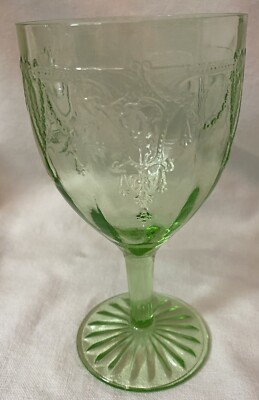 Cameo Green Goblet 6'' Set of 2 Hocking Glass Company
