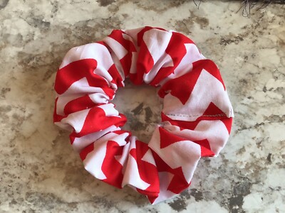 Red White Chevron stripe Christmas ELASTIC Scrunchies stocking stuffer valentine