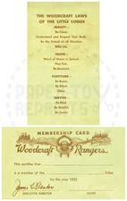 WOODCRAFT RANGERS CLUB MEMBERSHIP CARD - VINTAGE REPRINT