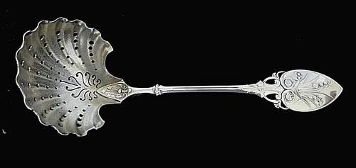 Rare & Ornate 1870 Gorham Lily 88 Sterling Silver 6 1/2" Sugar Sifter Ladle NoMo