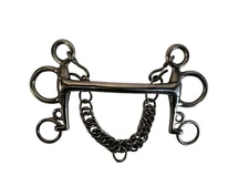 Stainless Steel Mullen Mouth Pelham bit 4 3/4" with Curb Chain