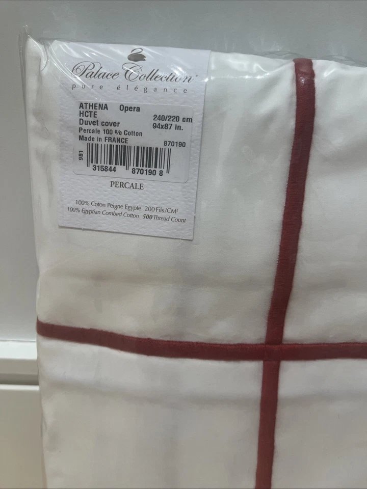 Yves Delorme Athena Opera Duvet Cover Set W Standard Sham Cotton Percale 94”X87” - Image 3 of 4