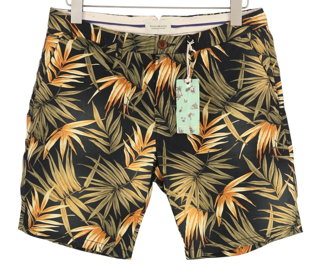 Bermuda Chino Scotch & Soda - Bleu Marine, Motif Yarn Died - Taille W31 - Homme - Neuf Avec Étiquettes