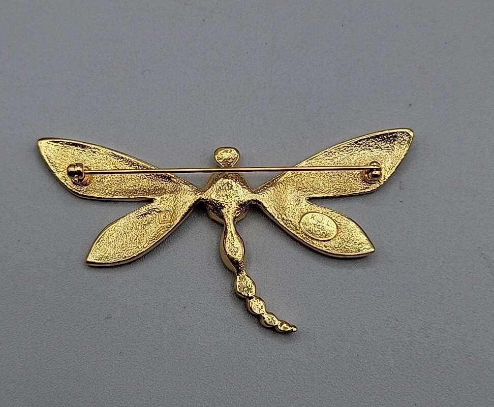 KJL Dragonfly Brooch for Avon Enamel Rhinestone B… - image 7