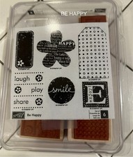 2006 Stampin Up Be Happy Set Of 6 Wood Mounted Rubber Stamps