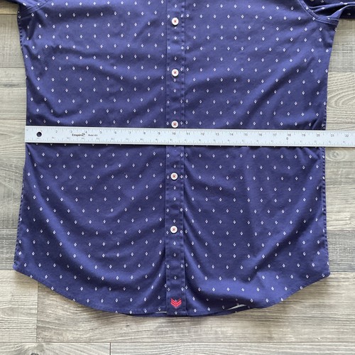 Butter Cloth Shirt Mens LARGE Fitted Navy Long Sleeve Flip Cuff Button-Up Cotton - Picture 9 of 15