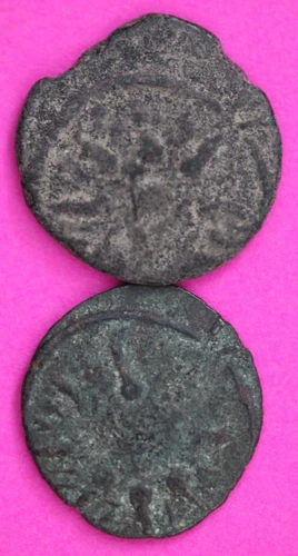 2 Nice Widows Mite Coins Holy Land Artifact Display Card Export Permit COA @M864