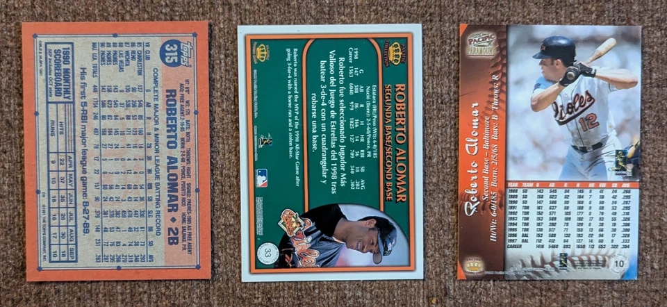 Roberto Alomar 1998 Pacific Paramount  1999 Pacific Collection 1991 Topps  - Image 2 of 2