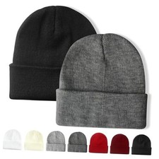 NPQQUAN Beanie for Men Women Winter Hats for Mens Beanie Black grey 2 Packs