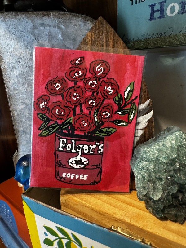 ACEO Art Card Coffee Blooms By Britney B Acrylic Coffee And Flowers
