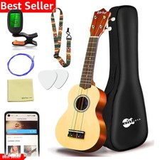 21-Inch Ukulele Starter Kit with Rainbow Strings - Includes Digital Tuner  Bag