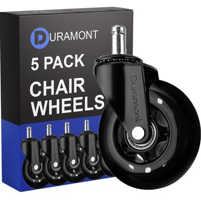 Office Chair Wheels - Set of 5 Rollerblade-Style Casters, Smooth & Quiet Roll...