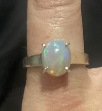 Modern Sleek Large Australian Opal Silver size 7.5