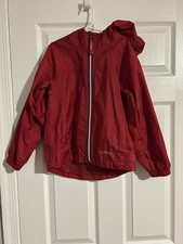 L.L. Bean Jacket Nylon Hooded Windbreaker Water/Wind Resistant Kids Size 6X7 Red