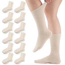 COOVAN Womens Crew Socks Casual Athletic Gym LightWeight Thin Cotton Socks 6 ...