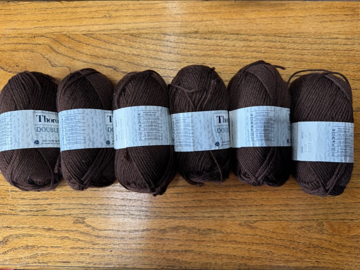 "THOROBRED"DOUBLE KNIT*8PLY*50GRX6~100%WOOL~BROWN BALLS~BNWT*NEW ZEALAND*
