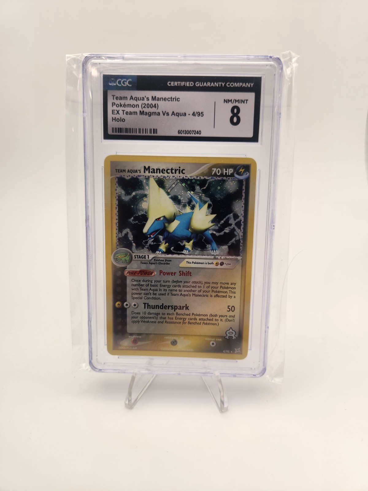 2004 POKEMON EX TEAM MAGMA VS TEAM AQUA #4 TEAM AQUA'S MANECTRIC-HOLO CGC 8!!