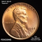 🇺🇸 1944-P Lincoln Wheat Cent -GEM BU - BEAUTIFUL  LUSTER, hints of LAVENDER #1