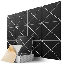 12 Pack Self-Adhesive Acoustic Panels, 12" X 12" X 0.4" X-Line Sound Proof Fo...