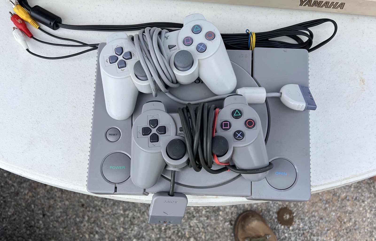 Sony PlayStation PS1 Console. Powers On.. no video As Is. With 2 controllers