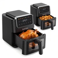 SUSTEAS 4 8QT 6 5QT Air Fryer Clear Window Digital 1300W 1500W Black