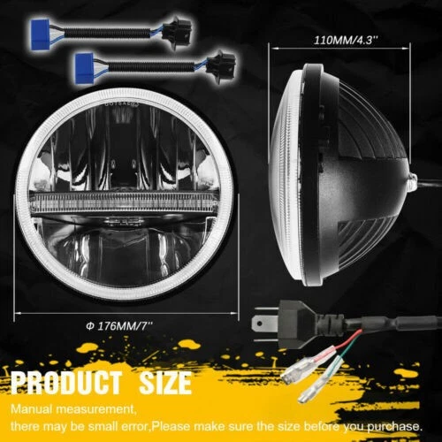 Par de faros LED redondos negros de 7 pulgadas Halo DRL ojo de ángel para Ford Mustang Bronco Foto 4 de 4