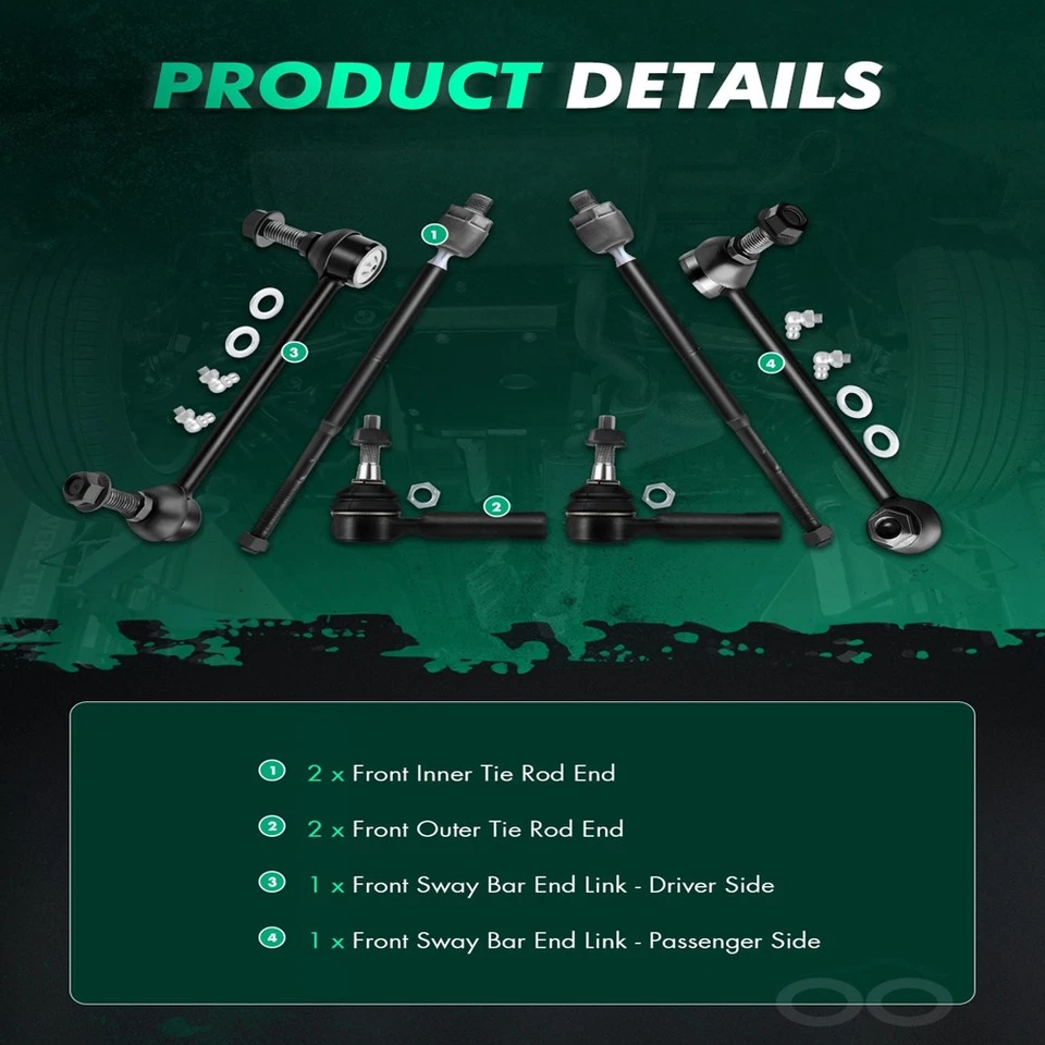 6 x подвески внутренний внешний анкерный стержень концы стабилизатора подвески звено для 2006-2010 DODGE CHARGER - Изображение 3 из 4