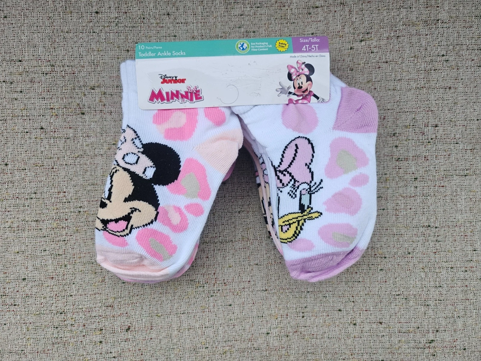 Disney Junior Girl Toddler Socks Minnie Mouse Ankle Socks Size 4T 5T Set of 10