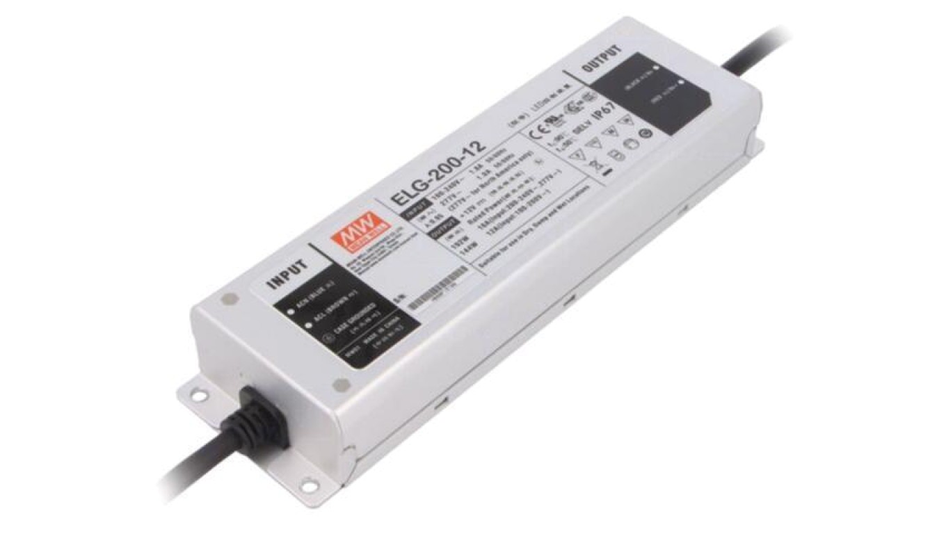 Switching Power Supply, LED, 192W, 12VDC, 16A ELG-200-12