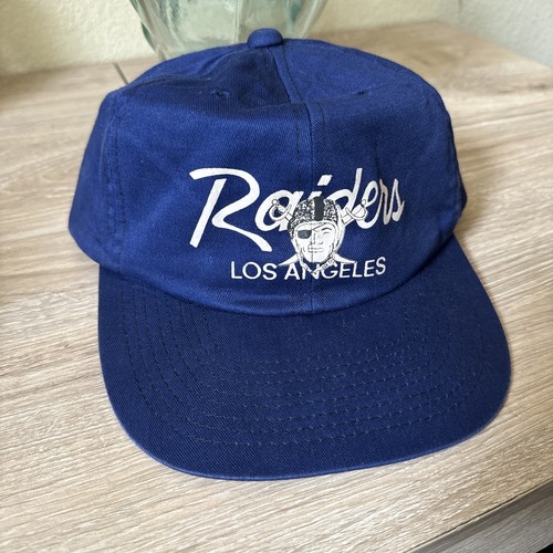 Los Angeles Raiders Script Spell Out Navy Blue 80s VTG SnapBack Hat Cotton Flaw - Bild 13 von 13