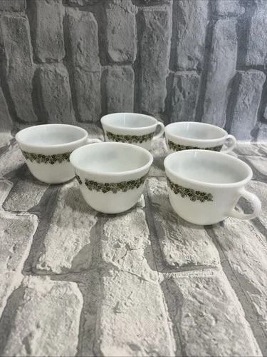 Vintage Pyrex Crazy Daisy Spring Blossom Tea Cup Mug Set of 5