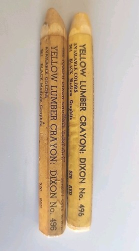 2 Dixon Lumber Crayons Yellow 496 Hex Vintage Made In USA