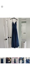 Elegant Navy Blue Satin Formal Dress Faviana Glamour size 4 