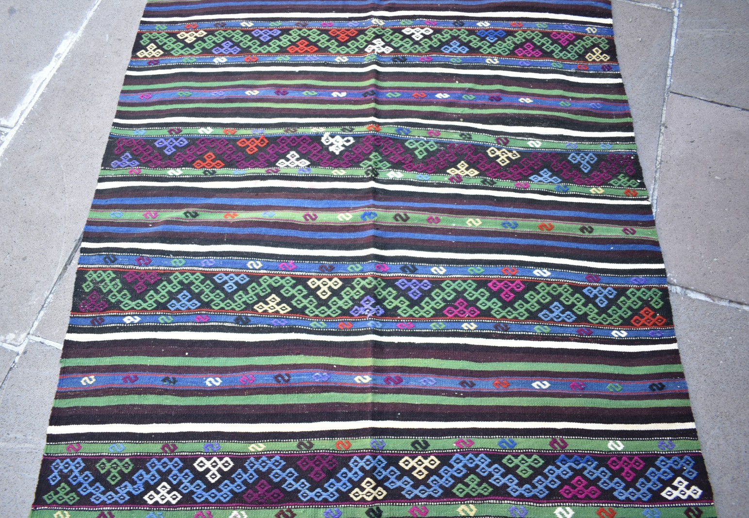 Turkish Rug 4 x 6 ft Vintage Embroidered Oushak Cicim Rug Home Decor Wool Rug