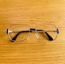 Yves Saint Laurent Y-202 Vintage Glasses Frames Silver Blue Black Size 54 Used