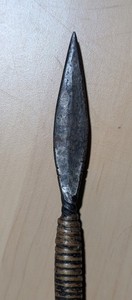 African Wrough Iron Arrowhead On Wooden Arrow