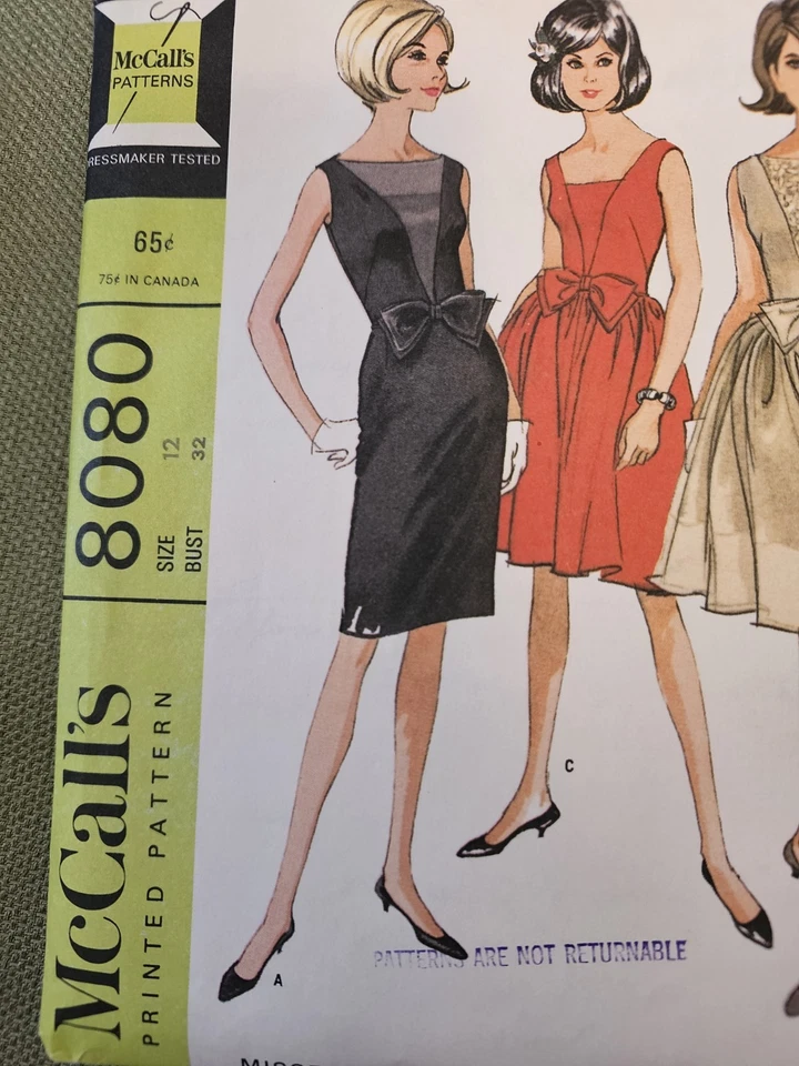 Lot Of 4 1960s Sewing Patterns McCalls Simplicity  Dresses Size 12 Apron - Image 2 of 4