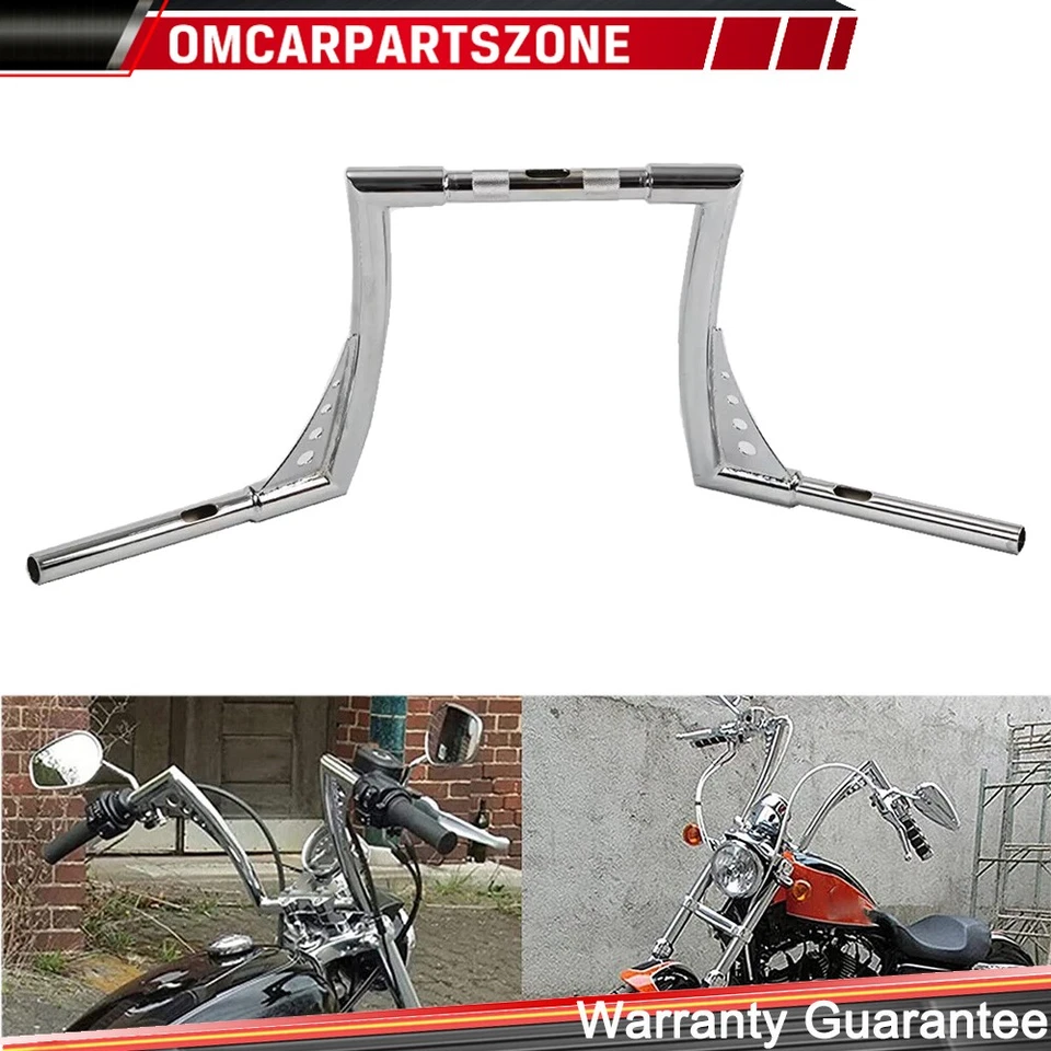 14" Rise 1 1/4" Handlebar Ape Hangers For Harley Sportster XL 883 1200 FLST FXST - Image 2 of 4