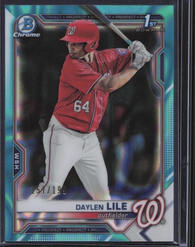 2021 Bowman Draft #BDC-18 Daylen Lile 1st Chrome Aqua Lava Refractor #/199