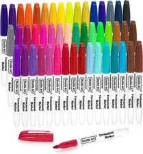 48 Colors Permanent Markers, Fine Point, Assorted Colors, Works on Plastic,Wood,