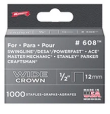 Arrow Fastener 60830 Wide Crown Standard Staples 3/8 W x 1/2 L in.
