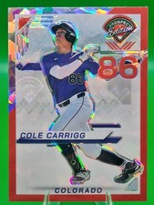 2025 Panini Prospect Edition Baseball Red Ice Prizm Cole Carrigg #126 Colorado