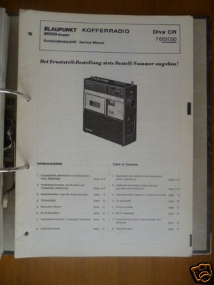 Service Manual Blaupunkt Diva CR Radiorecorder,ORIGINAL