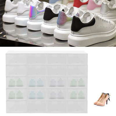 20Pcs Sneaker Display Case Organizer Stackable Shoe Storage Box Durable Plastic