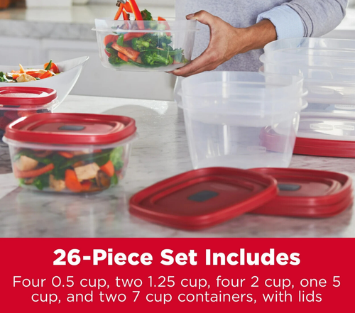 RUBBERMAID Frischhaltedosen-Set mit Easy Find Deckeln 26-teilig, rot, belüftet - NEU