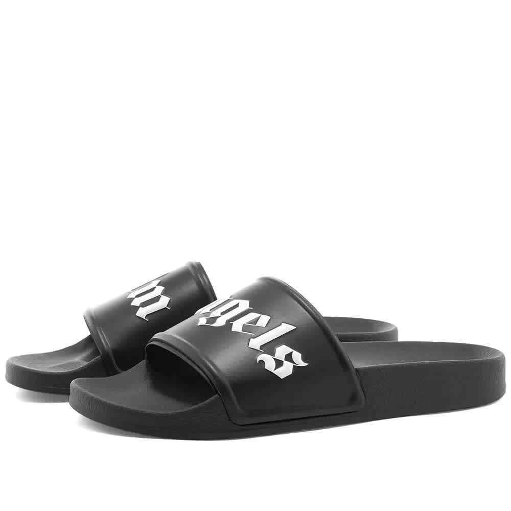Palm Angels Men's Black/White Logo-Print Pool Slides | eBay